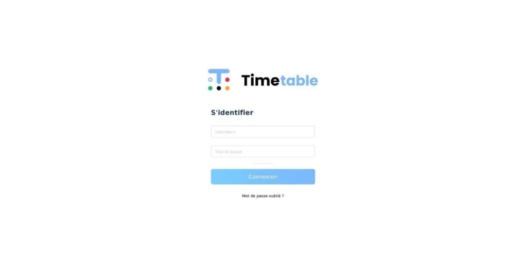 Interface de connexion Timetable
