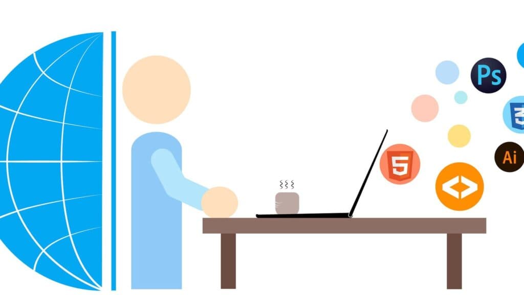 Développeur web estimant le coût d'une application web sur mesure avec ses outils techniques