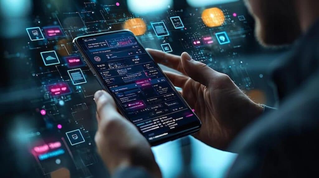 Un homme en plein développement d'application mobile