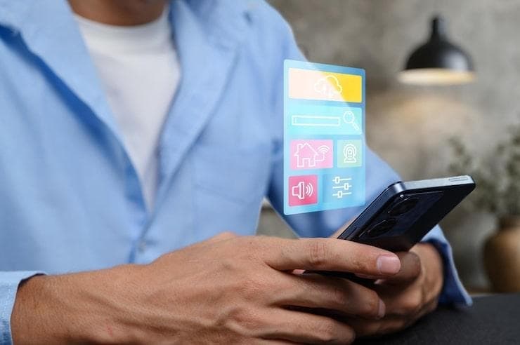Un homme qui teste une application mobile