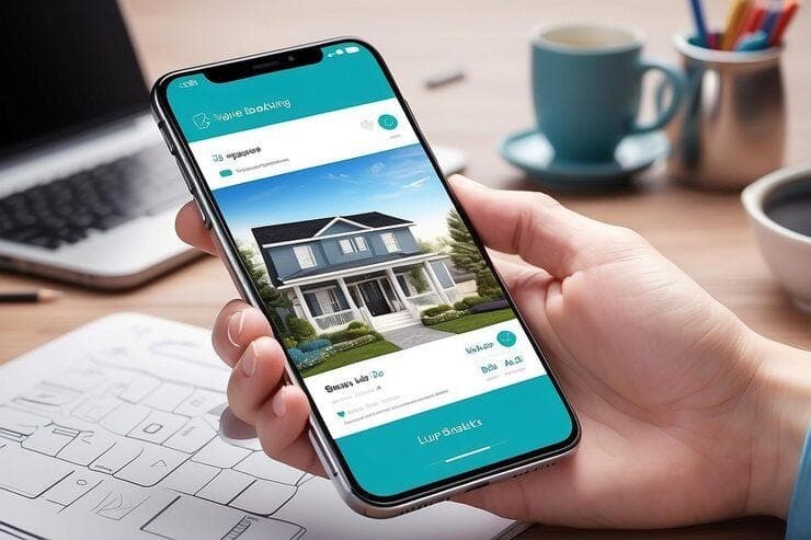 Une personne qui utilise une app immobilière