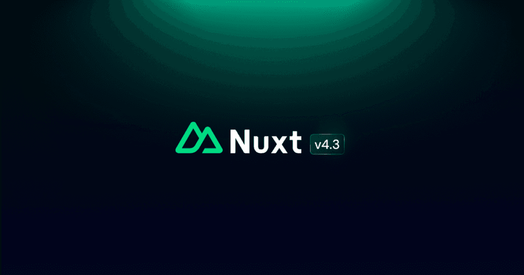 Logo du meta-framework Nuxt v4.3 sur fond dégradé bleu-vert