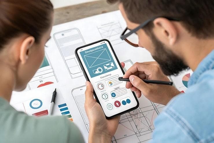 Une femme et une femme qui définit le cahier de charge d'une application mobile pour une appel d'offre