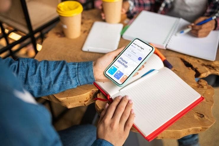Une personne qui regarde son smartphone où est ouvert une application