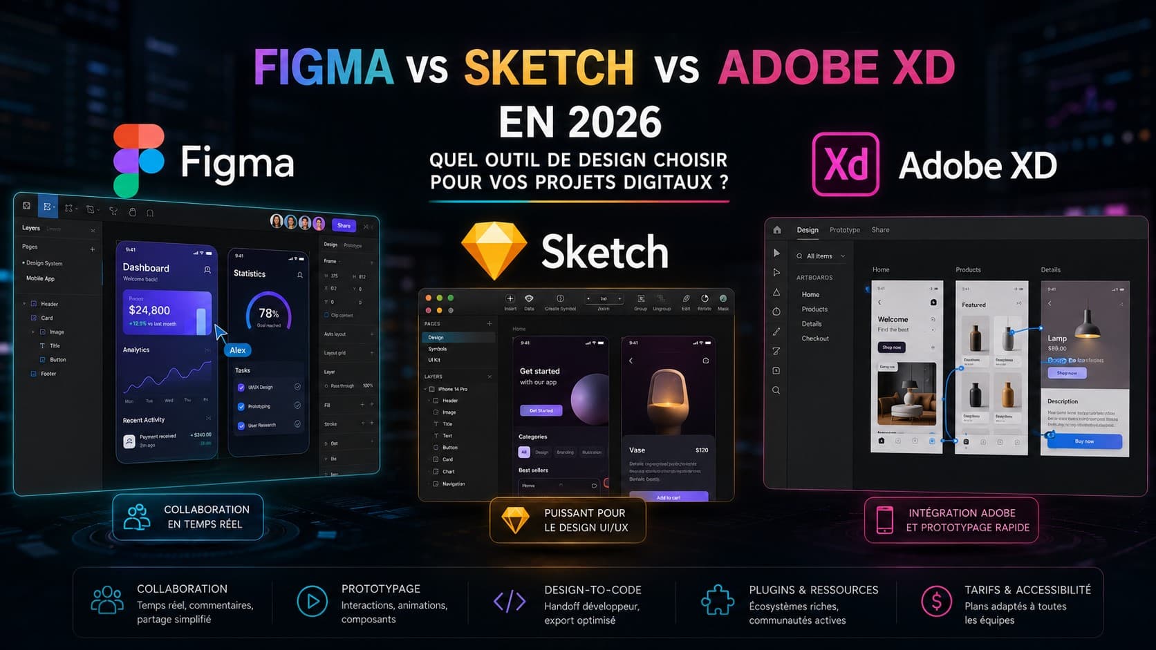 Figma vs Sketch vs Adobe XD en 2026 : quel outil de design choisir pour vos projets digitaux ?